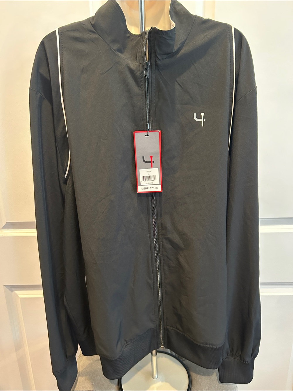 Men's Short Par 4 Black Full-Zip Track Jacket size XL NWT